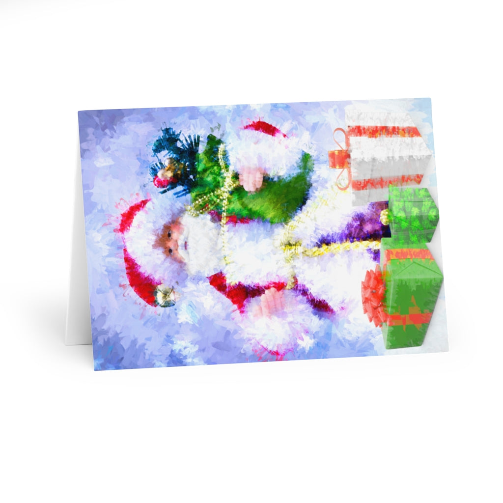 Artsy Santa Greeting Cards - 5x
